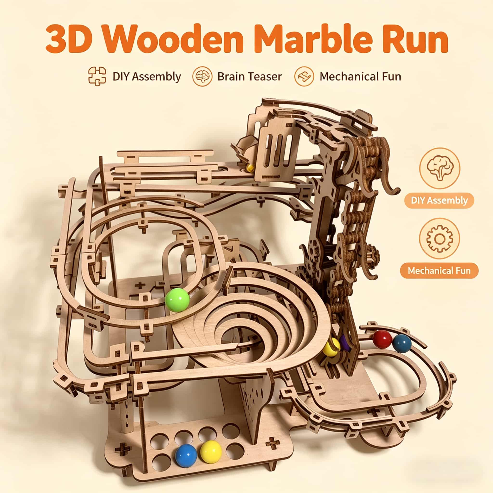 Running Gear Gifts - Mechanical Marble Run 3D Wooden Puzzle