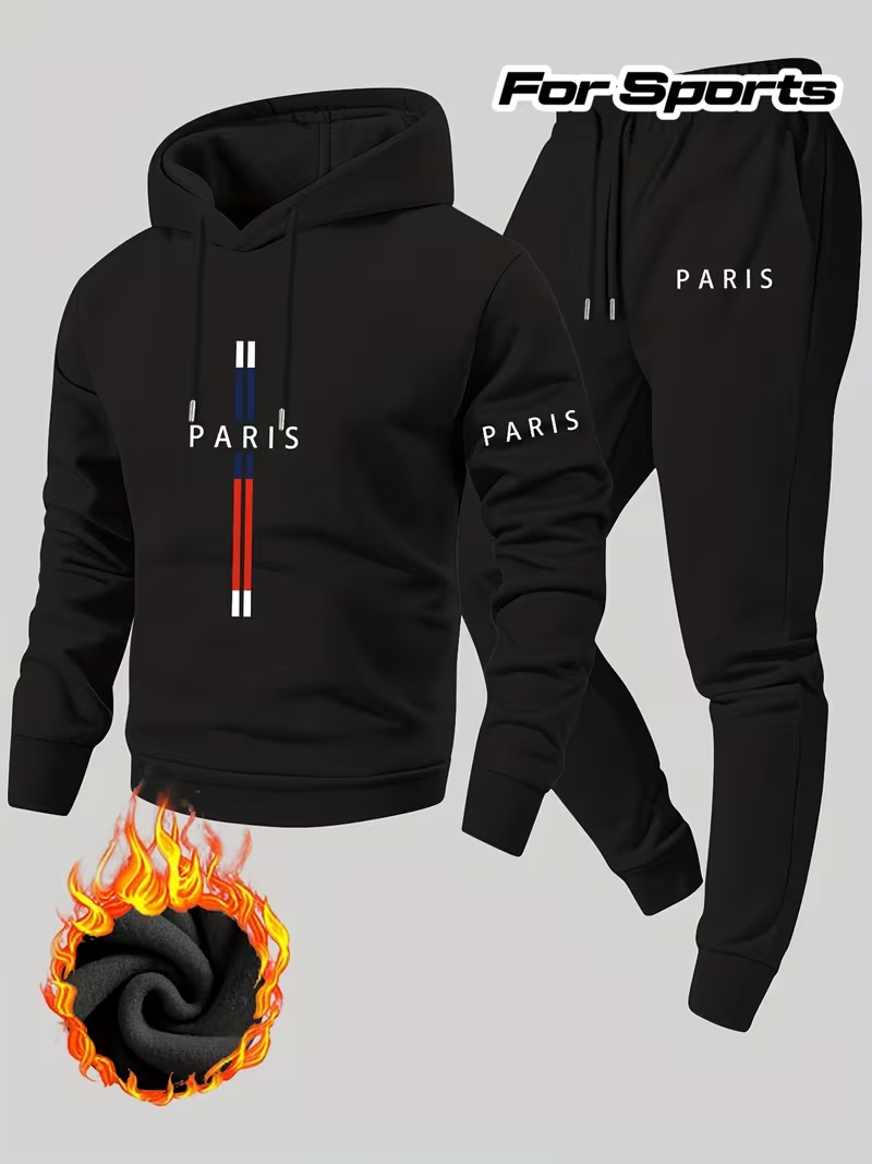 Running Gear For Winter - Men's Urban Casual Two-Piece Set Hooded