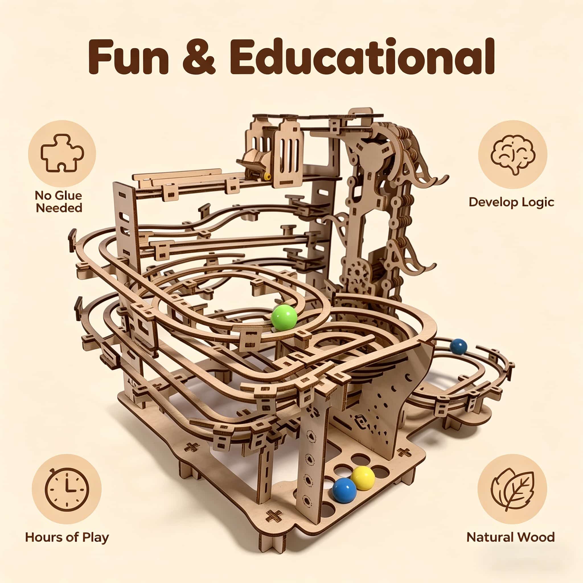 Mechanical Marble Run 3D Woode - Running Gear Gifts review and price