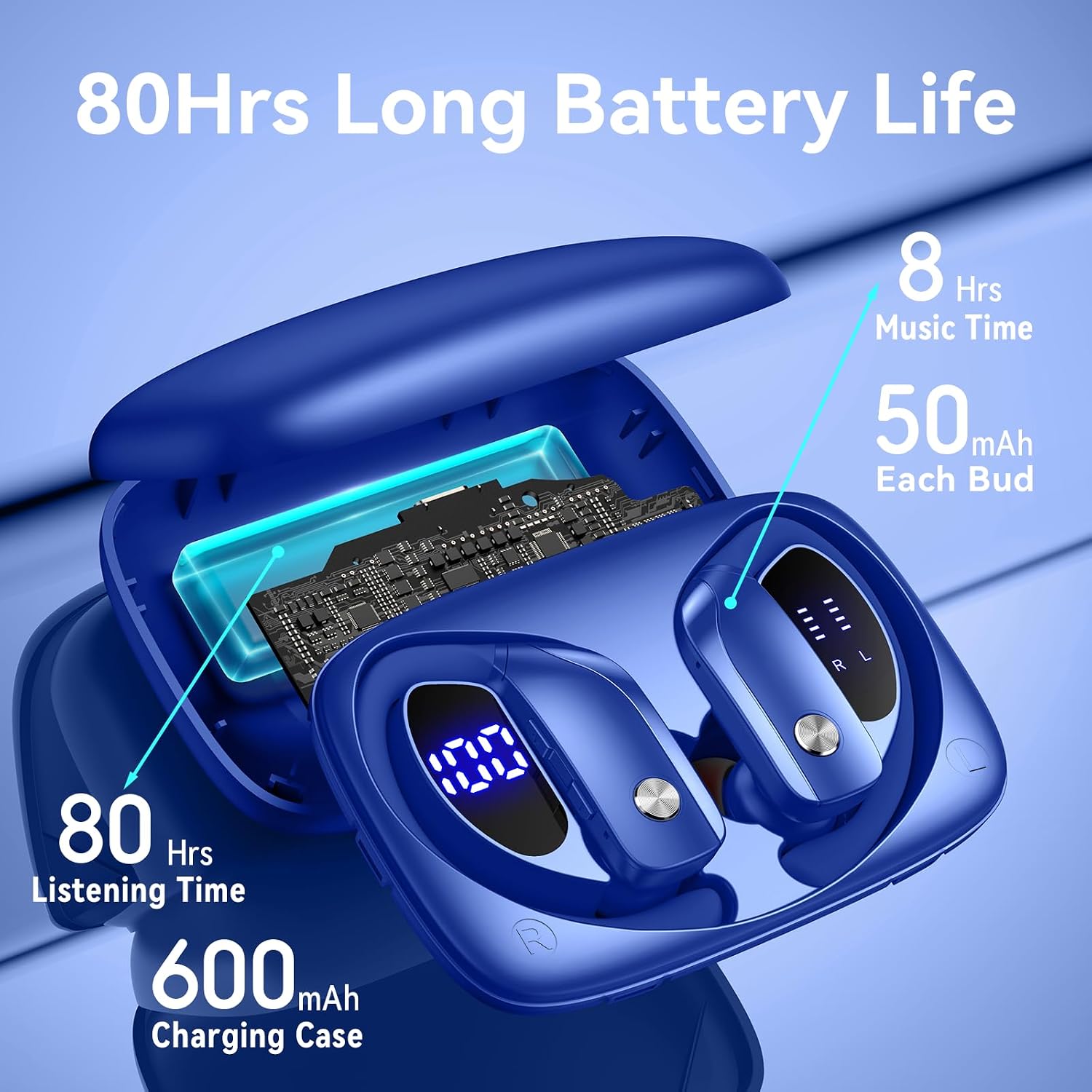 Wireless Earbuds with 80H Play - Earphone Sport Hook review and price